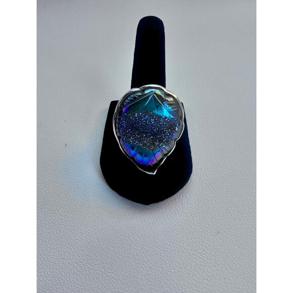 SAJEN WINDOW DRUSY FOREST SAJEN SILVER COLLECTION PLATINUM OVER SILVER RING - Picture 1 of 10
